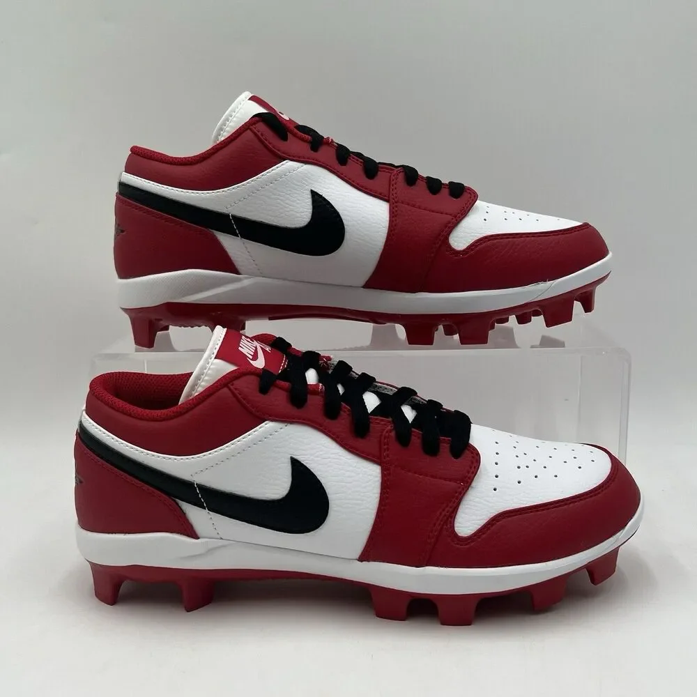 Men Sz 11 Nike Air Jordan 1 Retro MCS Low Chicago Red Baseball Cleat CJ8524 611 - Picture 1 of 8